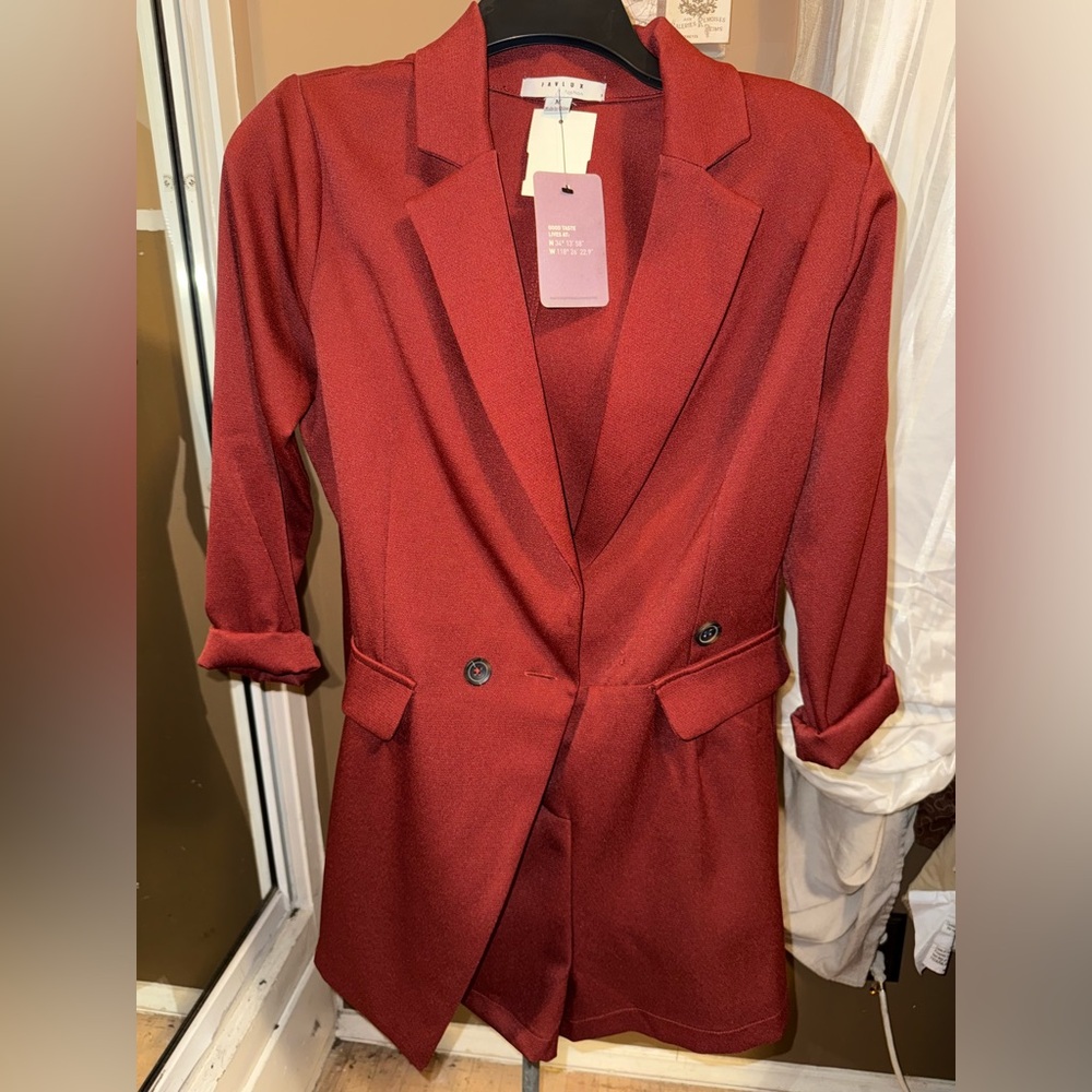 FAVLUX Burgundy Blazer Jacket